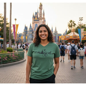 Magical Theme Park Inspired T-Shirt L Green – Casual, Kidcore, Indie, Cottage
